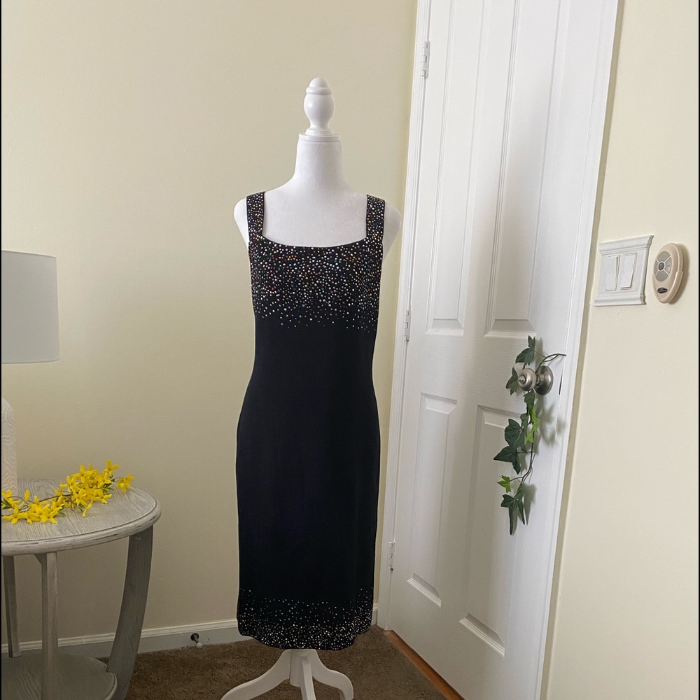 St John black evening dress